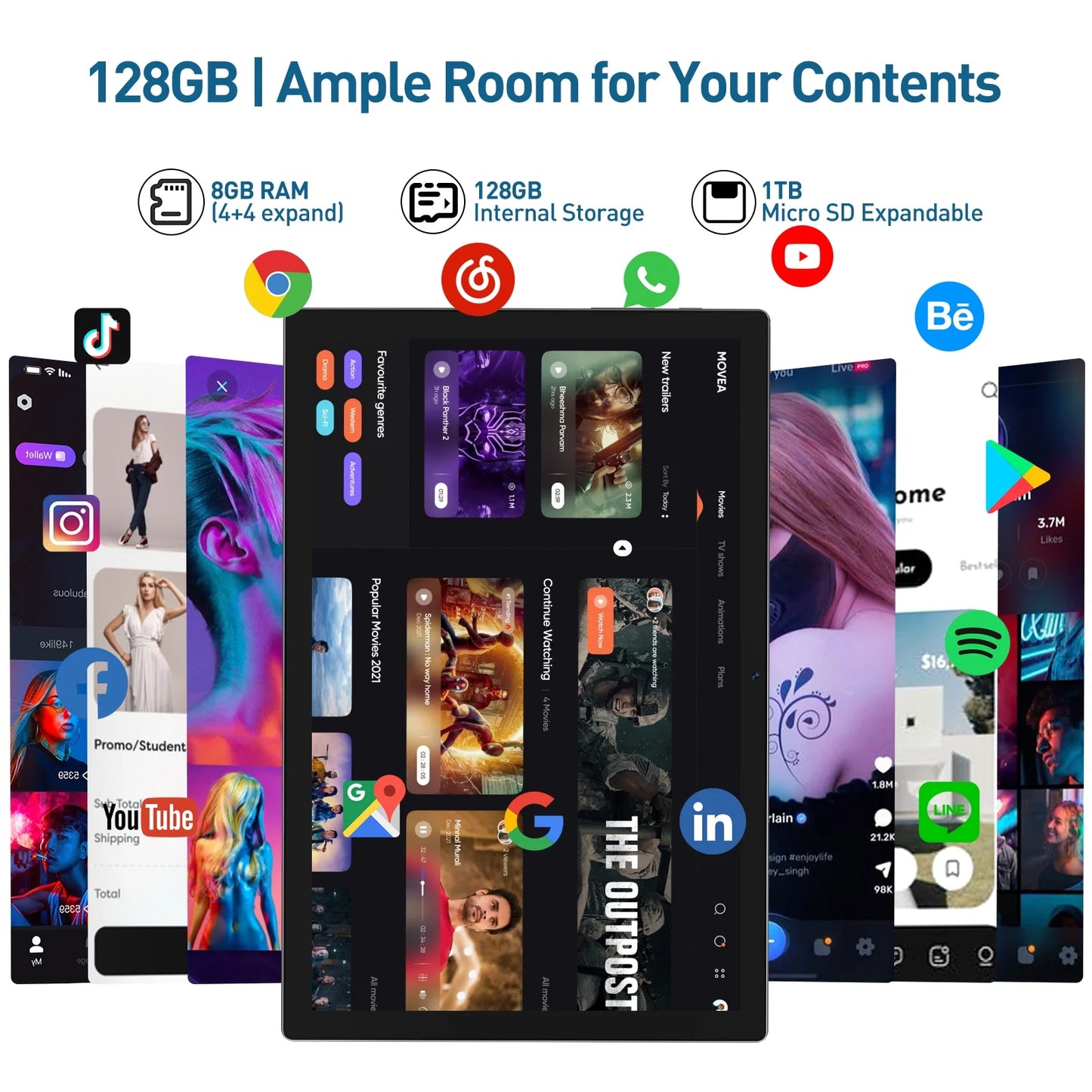 Tablet 10 Inch Android 14 Tablet,8Gb RAM 128GB ROM,5G Wifi,Octa-Core,13Mp+8Mp Dual Camera,Gps,Bluetooth,1Tb Expand,1920X1200 IPS Screen,7000Mah,Face Unclock,Split Screen,Android Tablet with Keyboard