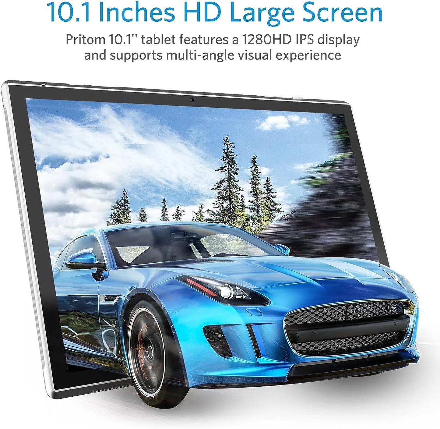 10 Inch Tablet, Google Android 14 Tablet, Quad-Core Processor Tableta Computer with 32GB ROM 6GB RAM 8MP Camera Wifi BT 10.1 in HD Display, 6000Mah Long Battery Life Tablet, Silver