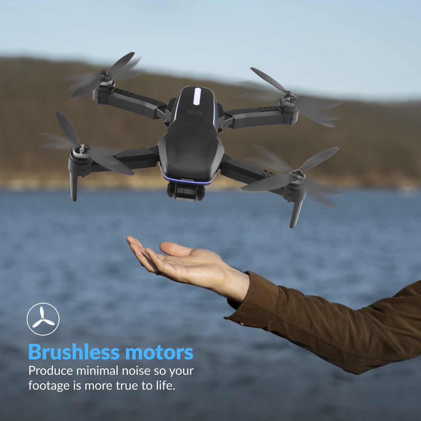 Sky Flow 4K Aerial Camera Drone Image Stabilization & Carrying Case, Black