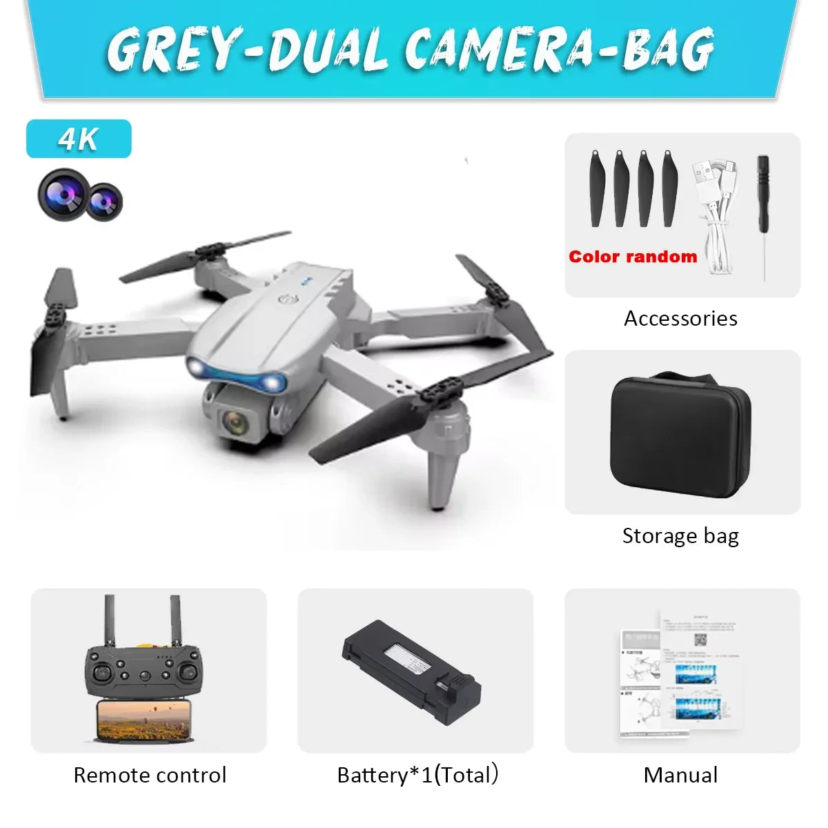 Dual Camera WIFI fpv Aircraft Quadcopte Obstacle Avoidance Aerial Photography Drone E99Pro Drone HD Professional 4k drone