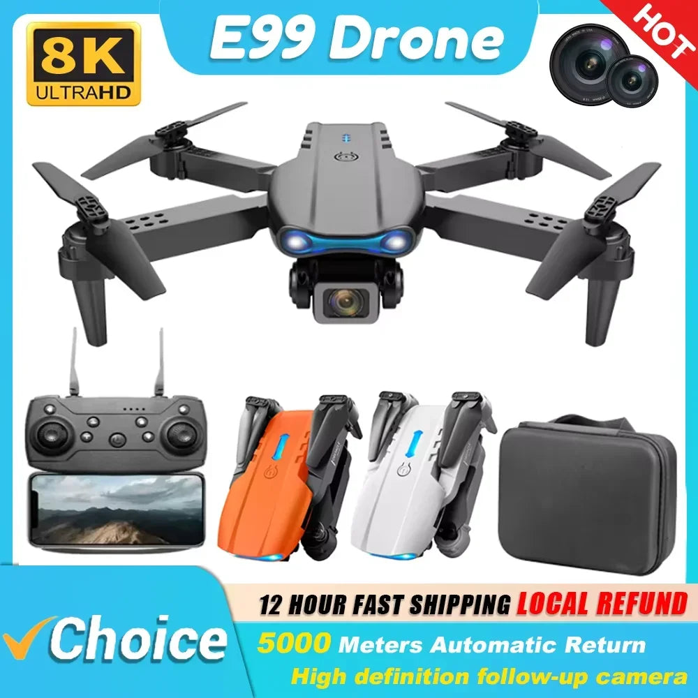 Dual Camera WIFI fpv Aircraft Quadcopte Obstacle Avoidance Aerial Photography Drone E99Pro Drone HD Professional 4k drone