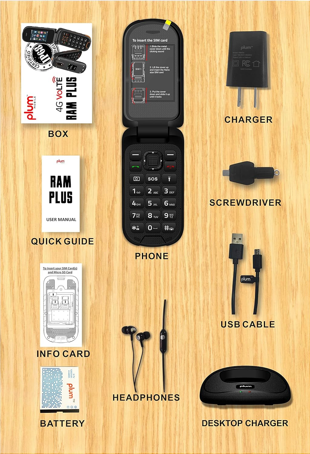 RAM plus 4G Volte Unlocked Rugged Flip Phone AT&T T-Mobile – Black
