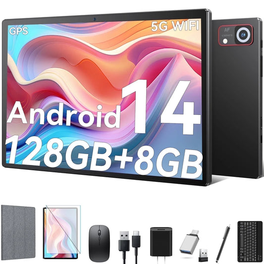 Tablet 10 Inch Android 14 Tablet,8Gb RAM 128GB ROM,5G Wifi,Octa-Core,13Mp+8Mp Dual Camera,Gps,Bluetooth,1Tb Expand,1920X1200 IPS Screen,7000Mah,Face Unclock,Split Screen,Android Tablet with Keyboard