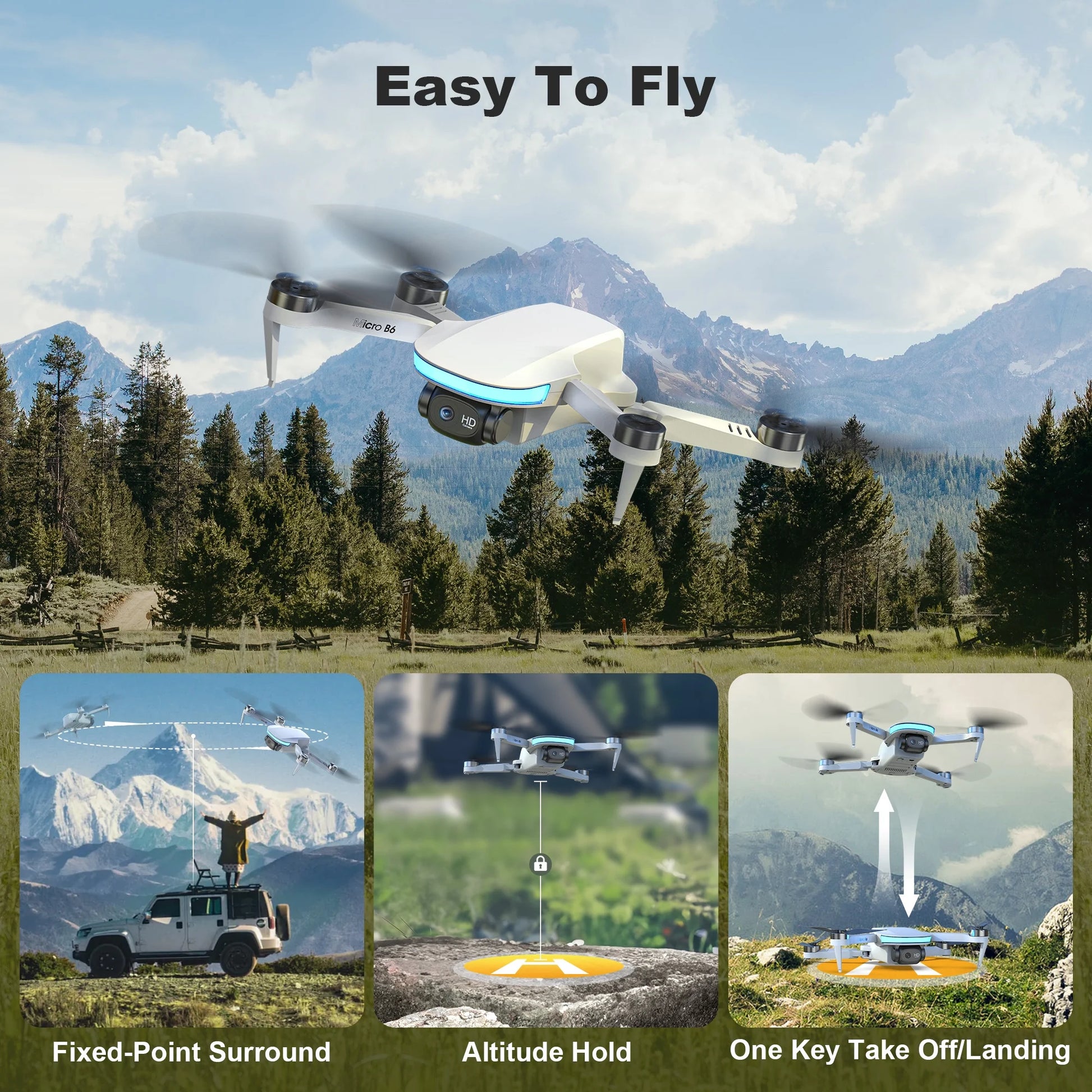 B6 GPS Drone with Camera for Adults 4K, RC Mini Drone under 249G with Smart Return, Brushless Motor, 5G Transmission and 2 Batteries for 44-Min Flight Time, Gray