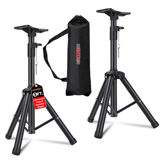 5Core Speaker Stand Tripod Short Adjustable 36 Inch DJ Pole Mount Studio Monitor Stands