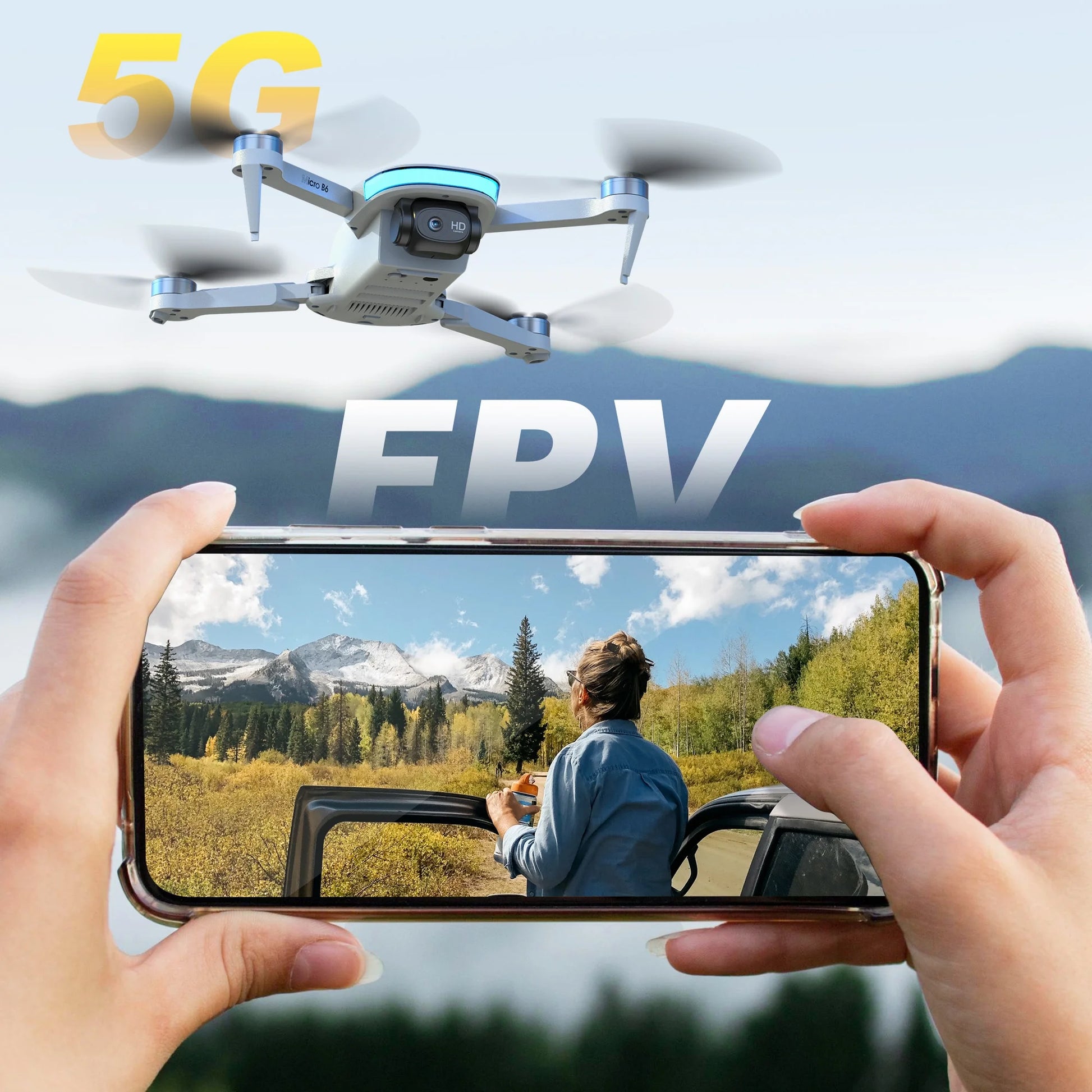 B6 GPS Drone with Camera for Adults 4K, RC Mini Drone under 249G with Smart Return, Brushless Motor, 5G Transmission and 2 Batteries for 44-Min Flight Time, Gray