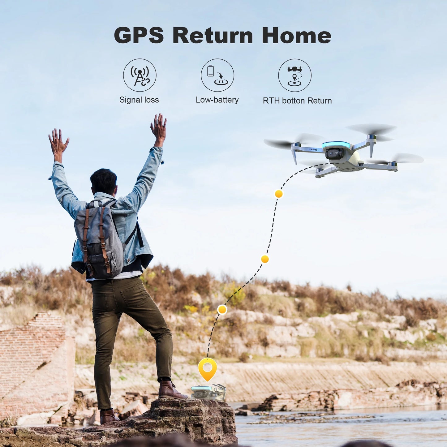 B6 GPS Drone with Camera for Adults 4K, RC Mini Drone under 249G with Smart Return, Brushless Motor, 5G Transmission and 2 Batteries for 44-Min Flight Time, Gray