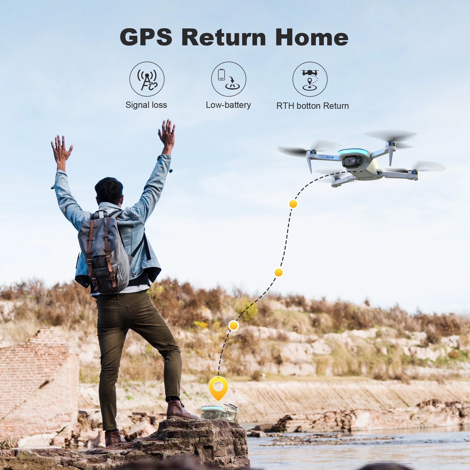 B6 GPS Drone with Camera for Adults 4K, RC Mini Drone under 249G with Smart Return, Brushless Motor, 5G Transmission and 2 Batteries for 44-Min Flight Time, Gray