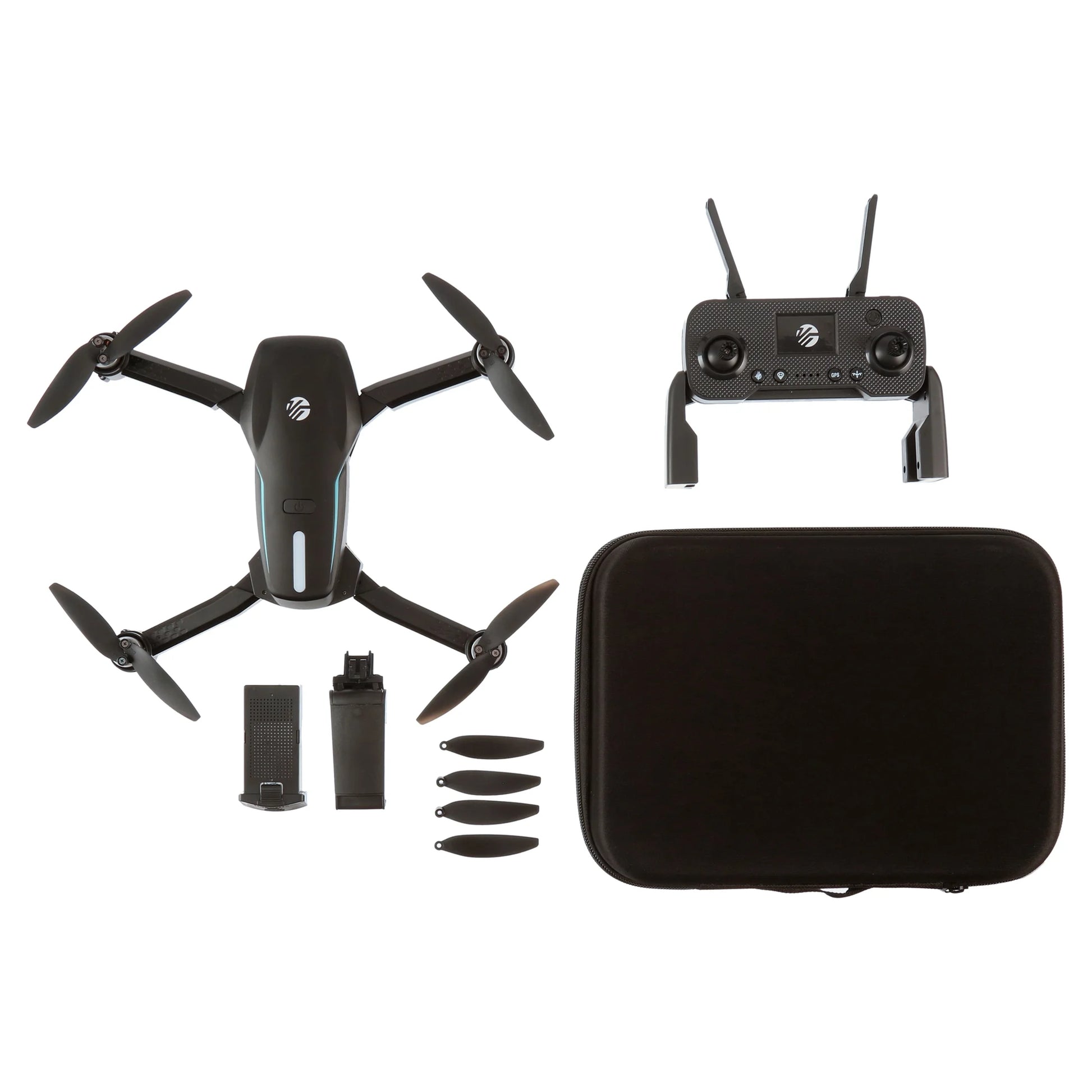 Sky Flow 4K Aerial Camera Drone Image Stabilization & Carrying Case, Black