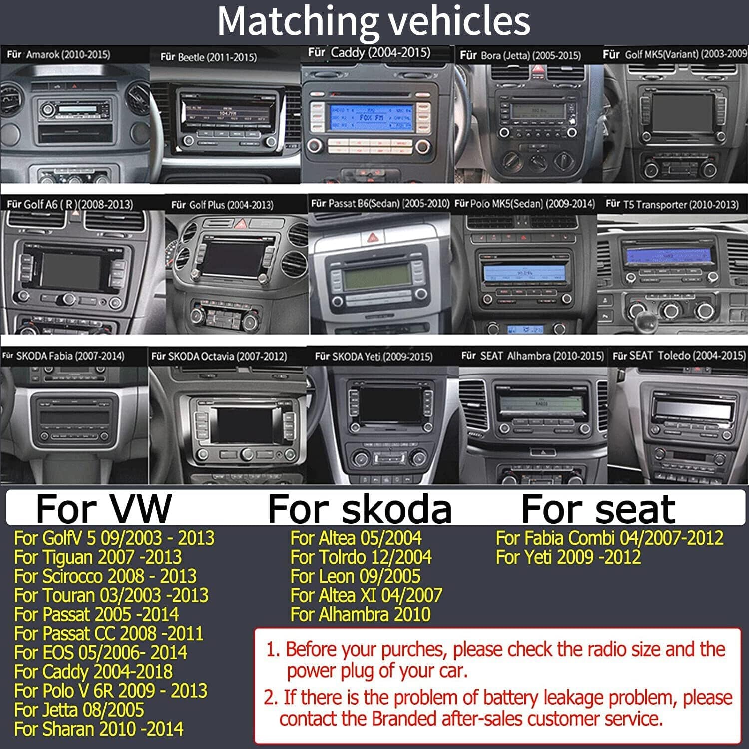 6.5" Car Stereo RCD360 PROII RCD330 Carplay Android Auto Bluetooth USB SD RVC FM for VW Golf MK5 MK6 Passat Caddy Jetta Polo CC EOS (Backup Camera Actived)