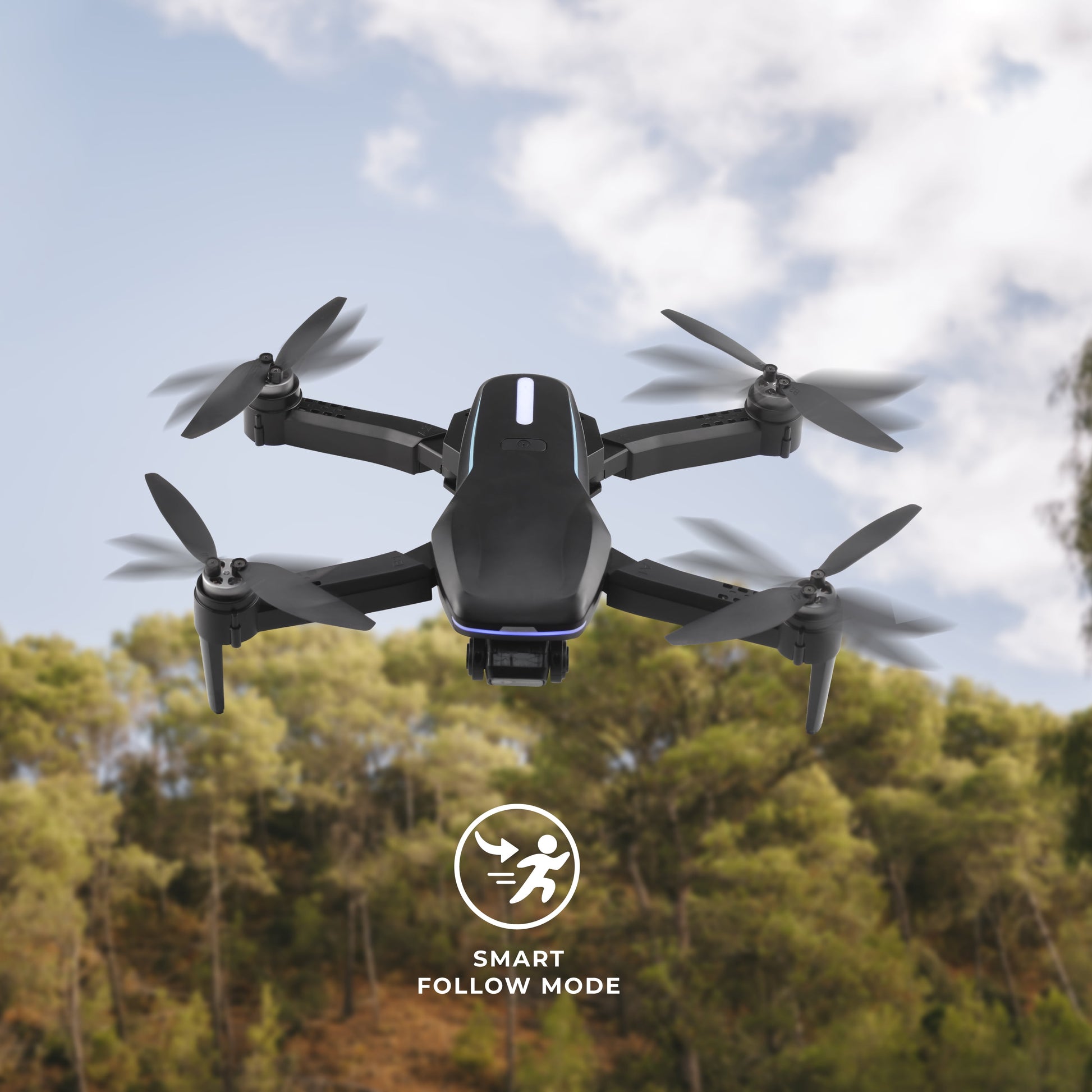 Sky Flow 4K Aerial Camera Drone Image Stabilization & Carrying Case, Black